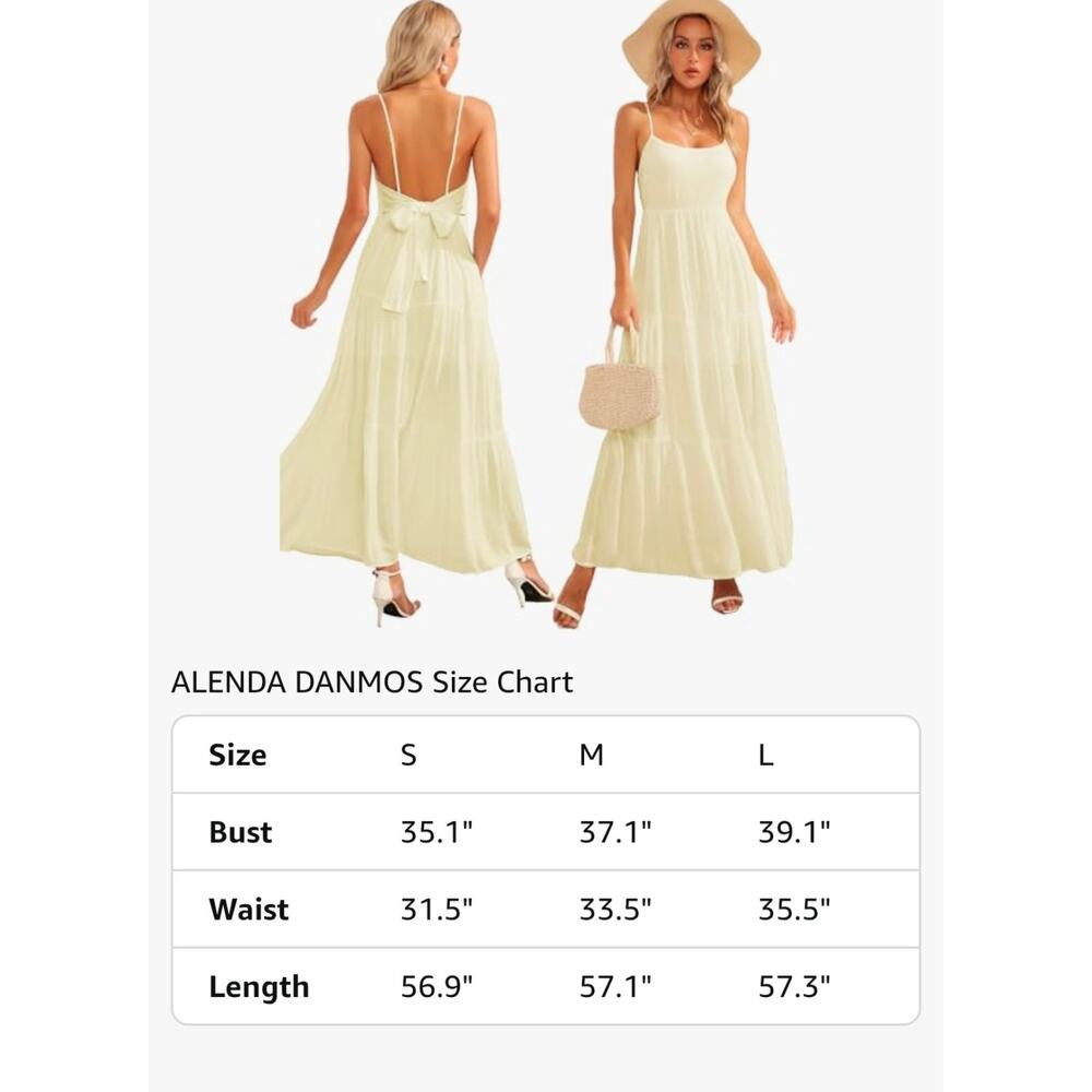 #145 MSRP $45 ALENDA DANMOS TIERED COTTON BACKLESS MAXI DRESS ♡SIZE M♡ - Picture 3 of 8